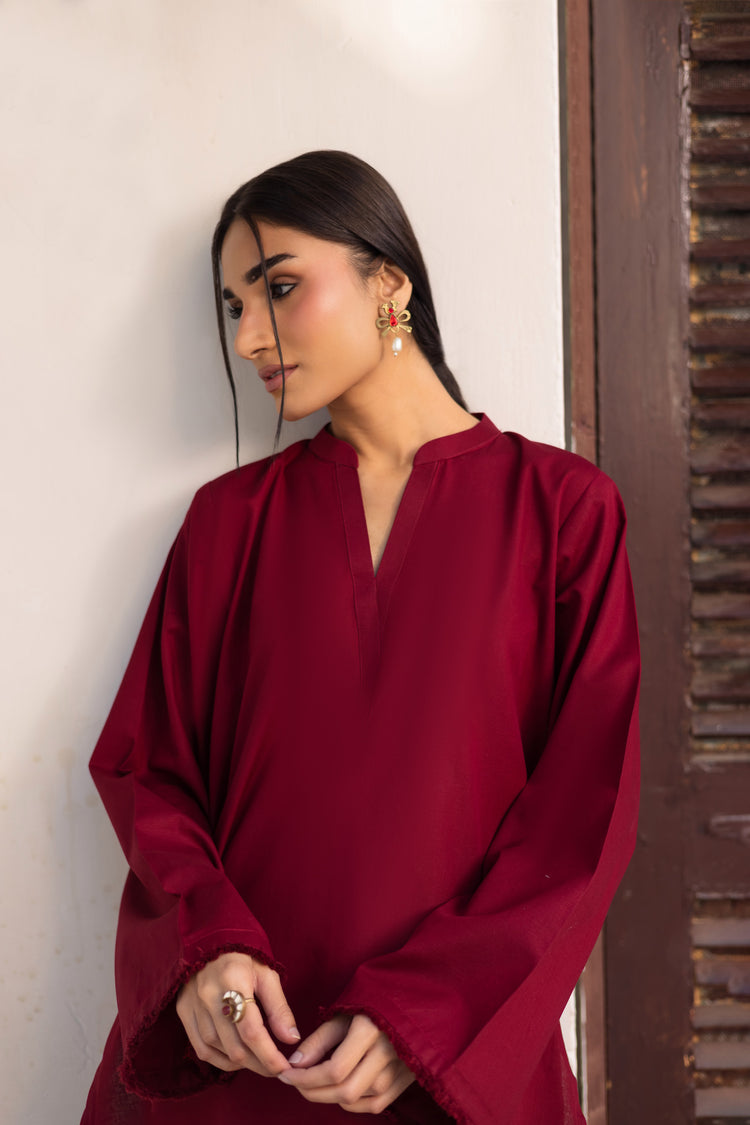 Playful Hearts – Solid Kurta with Printed Trousers