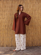 Playful Hearts – Solid Kurta with Printed Trousers