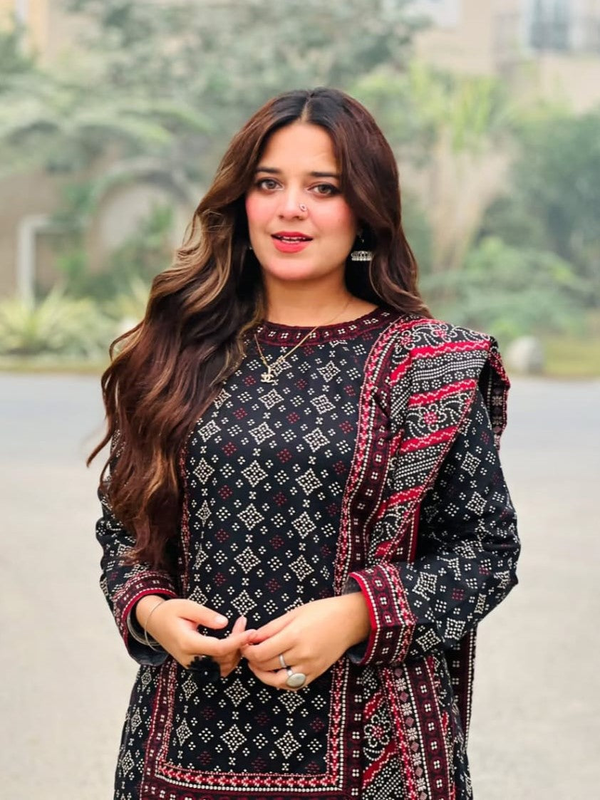 Digital Chunri 3-Piece Suit – Premium Silky Lawn