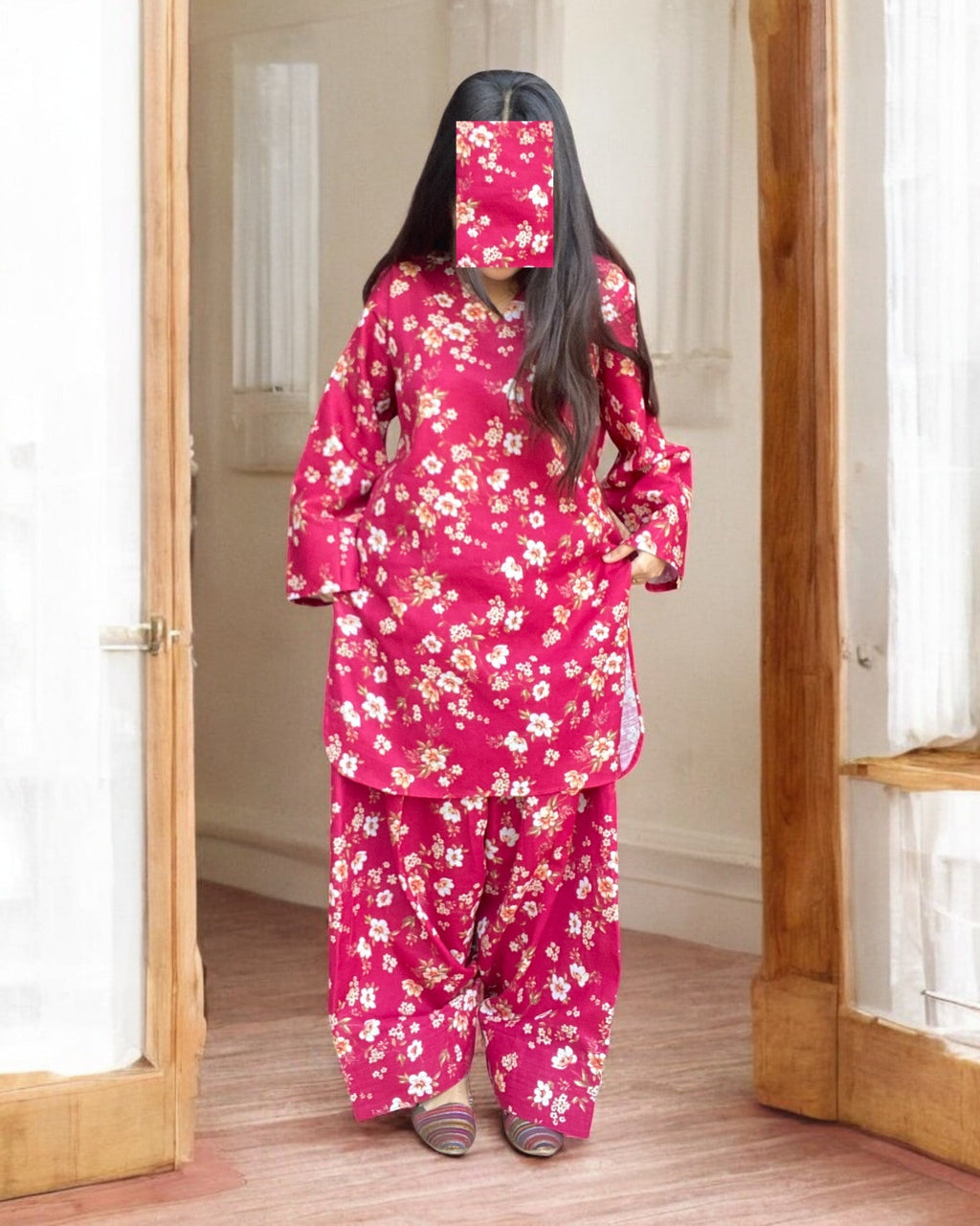 Farshi Shalwar – Digital Printed 2-Piece Khaddar Dress (Stitched) 001