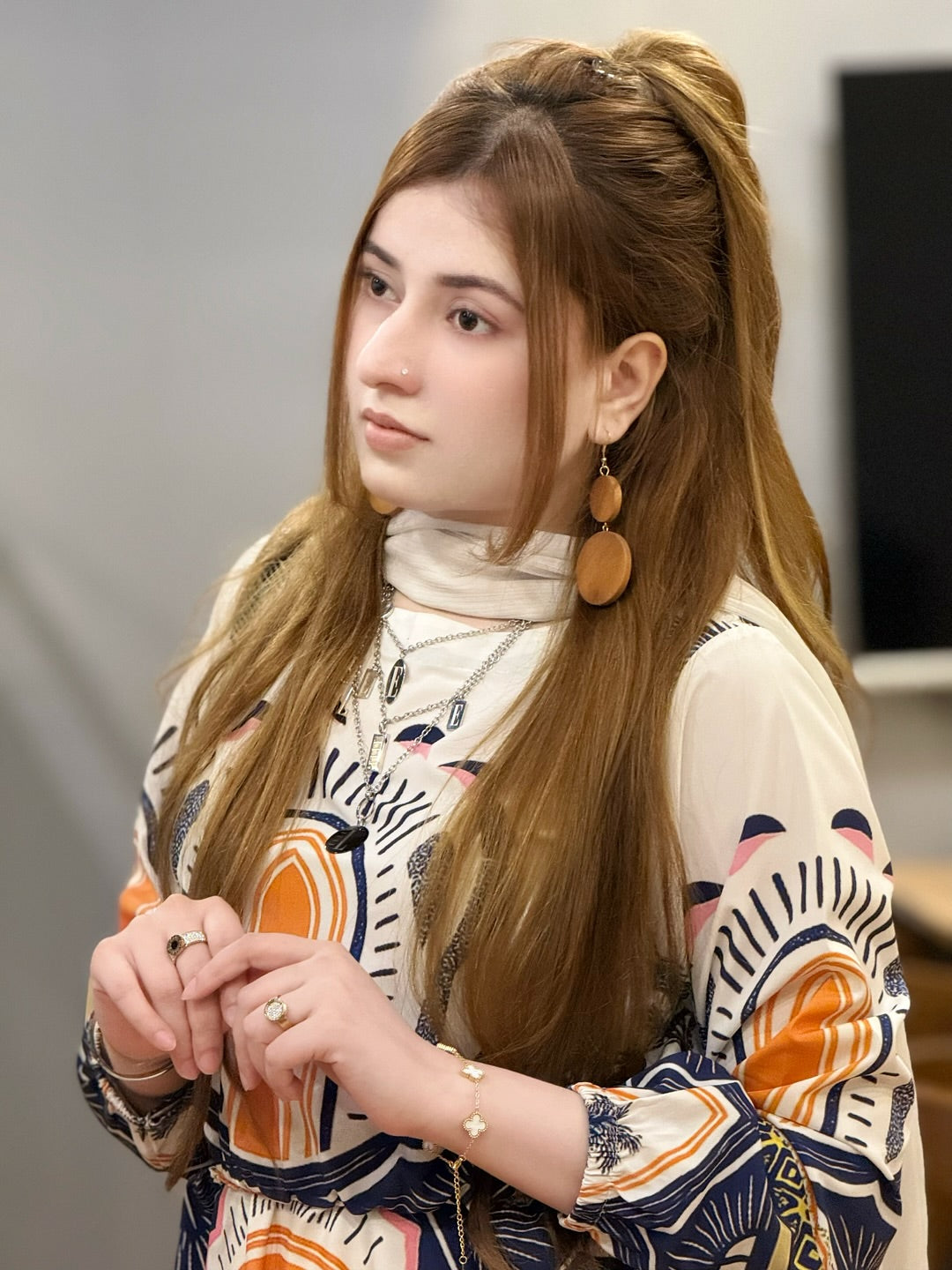 Palm Leaf – Printed Maxi with Tights (Stitched)