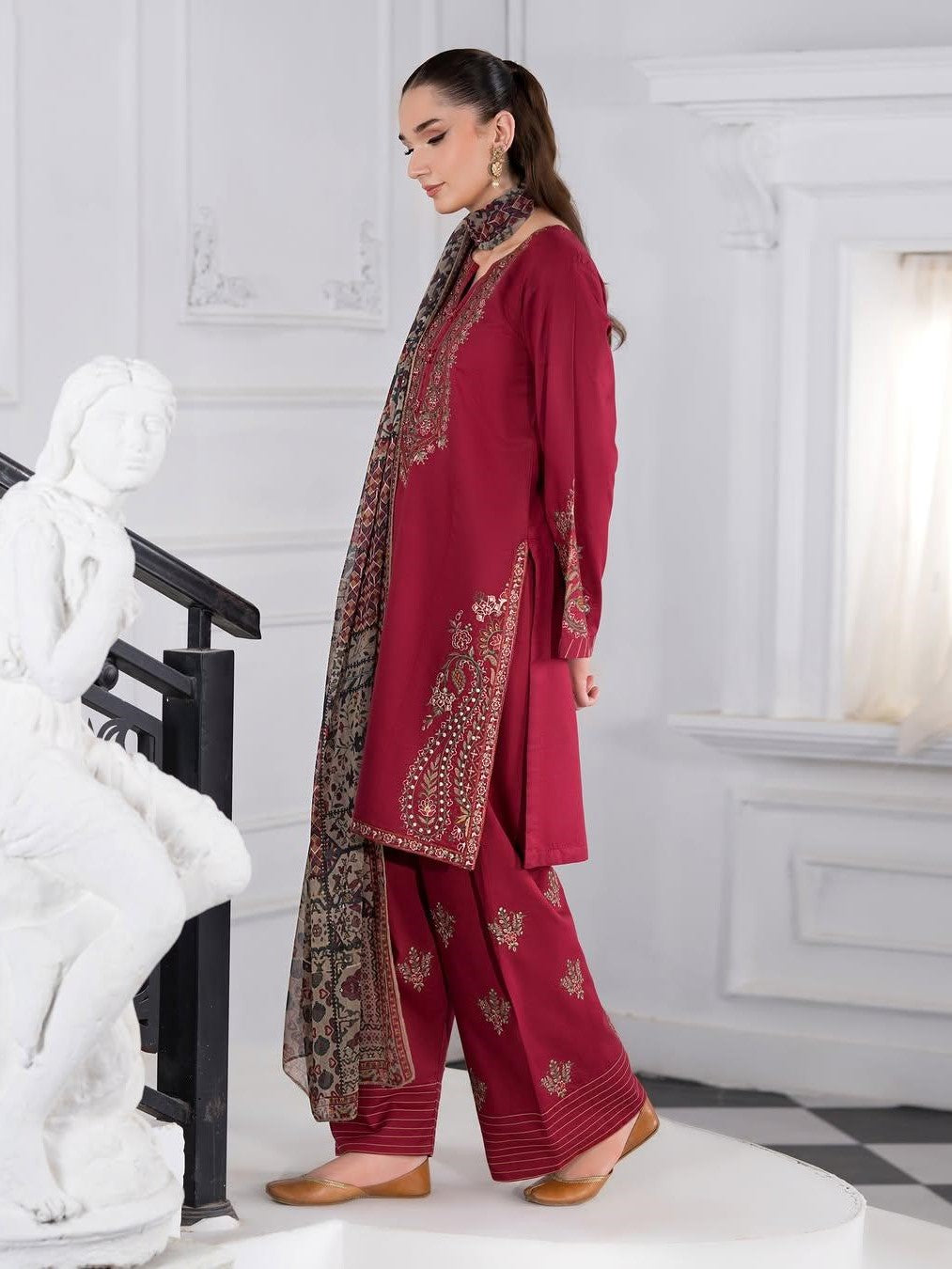 ABIRA – Luxury Embroidered 3-Piece Suit (Stitched)